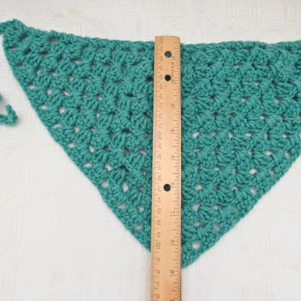 Green Crocheted Bandana Women Boho Hippie Style Handmade, Festival Wear